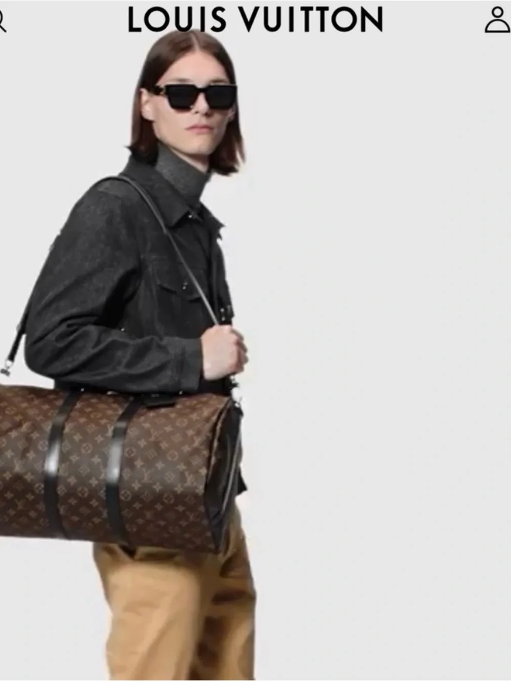 Louis Vuitton Monogram Canvas Duffle bag with Black Trim size 55